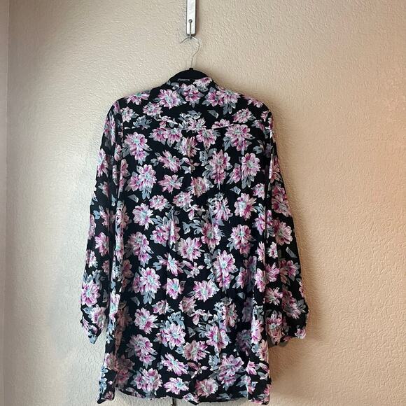 Meghan Los Angeles Floral Mini Dress Long Sleeve Criss Cross Front Lightweight S - Picture 7 of 9